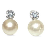 Elegant Round 11.7mm Indonesian Cream White South Sea Pearl Earrings