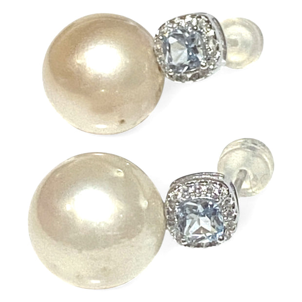 Elegant Round 11.7mm Indonesian Cream White South Sea Pearl Earrings