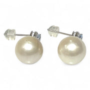 Elegant Round 11.7mm Indonesian Cream White South Sea Pearl Earrings