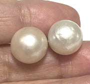 Classy 12.6mm South Sea Silver White Round Pearl Stud Earrings