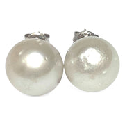 Classy 12.6mm South Sea Silver White Round Pearl Stud Earrings