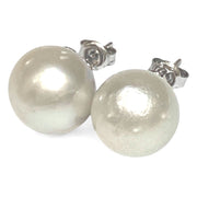 Classy 12.6mm South Sea Silver White Round Pearl Stud Earrings