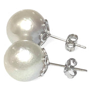 Classy 12.6mm South Sea Silver White Round Pearl Stud Earrings