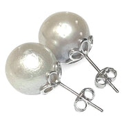 Classy 12.6mm South Sea Silver White Round Pearl Stud Earrings