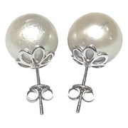 Classy 12.6mm South Sea Silver White Round Pearl Stud Earrings