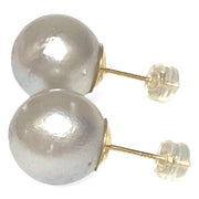 Round 12.2mm Smoke Silver Indonesian South Sea Pearl Stud Earrings