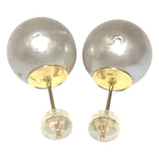 Round 12.2mm Smoke Silver Indonesian South Sea Pearl Stud Earrings