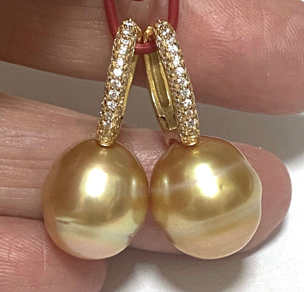 Clip-On 11.5 x 13mm Natural Deep Gold South Sea Ova Pearl Earrings