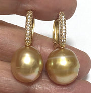Clip-On 11.5 x 13mm Natural Deep Gold South Sea Ova Pearl Earrings