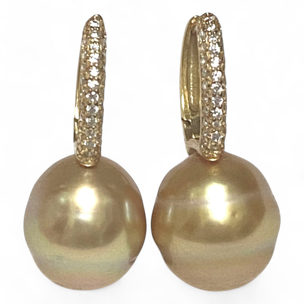 Clip-On 11.5 x 13mm Natural Deep Gold South Sea Ova Pearl Earrings