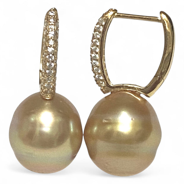 Clip-On 11.5 x 13mm Natural Deep Gold South Sea Ova Pearl Earrings
