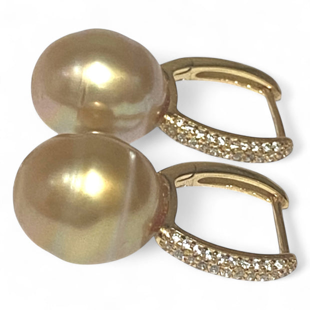Clip-On 11.5 x 13mm Natural Deep Gold South Sea Ova Pearl Earrings