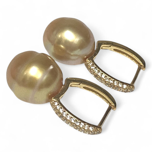 Clip-On 11.5 x 13mm Natural Deep Gold South Sea Ova Pearl Earrings