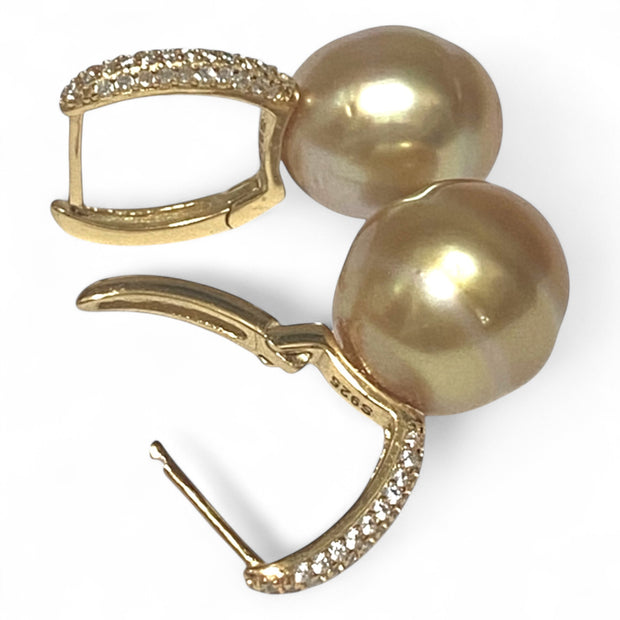 Clip-On 11.5 x 13mm Natural Deep Gold South Sea Ova Pearl Earrings