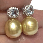 Oval 10.2 x 11mm Rich Gold Philippines South Sea Cultured Pearl Earrings