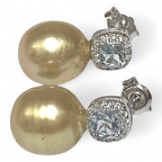 Oval 10.2 x 11mm Rich Gold Philippines South Sea Cultured Pearl Earrings