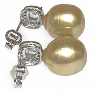 Oval 10.2 x 11mm Rich Gold Philippines South Sea Cultured Pearl Earrings