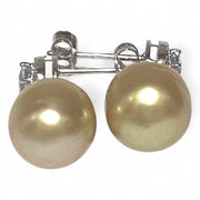 Oval 10.2 x 11mm Rich Gold Philippines South Sea Cultured Pearl Earrings