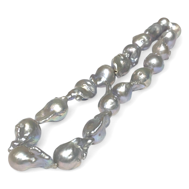 Giant 13 - 24.4mm Silver Blue Rainbow Baroque Keshi Pearl 16" Strand