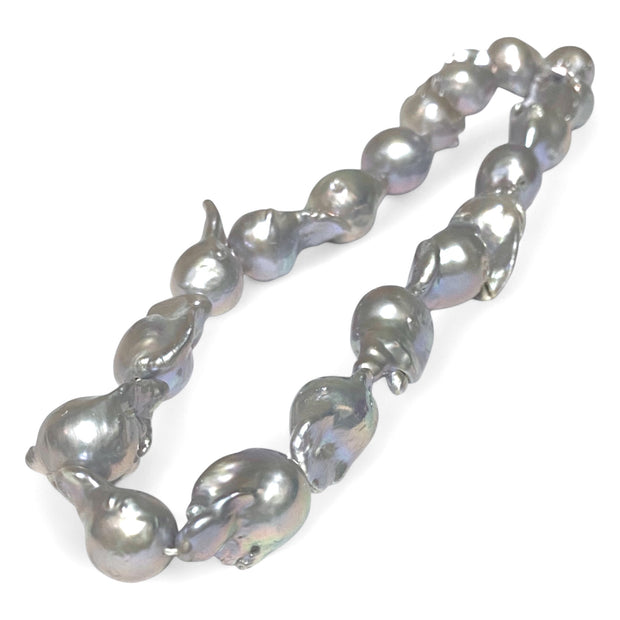 Giant 13 - 24.4mm Silver Blue Rainbow Baroque Keshi Pearl 16" Strand
