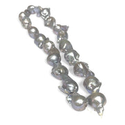 Giant 13 - 24.4mm Silver Blue Rainbow Baroque Keshi Pearl 16" Strand