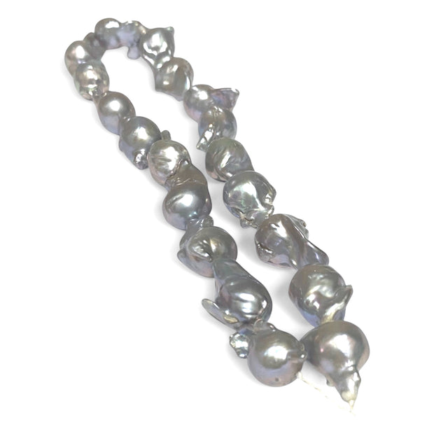 Giant 13 - 24.4mm Silver Blue Rainbow Baroque Keshi Pearl 16" Strand