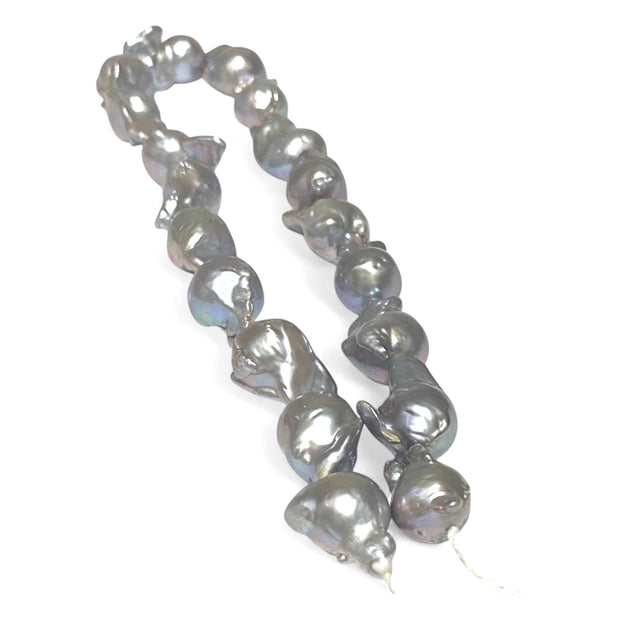 Giant 13 - 24.4mm Silver Blue Rainbow Baroque Keshi Pearl 16" Strand