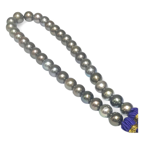 Round 11-13mm 35 pcs Tahitian Peacock Gray Green Pearl 16" Strand