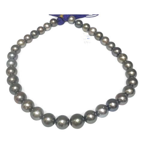 Round 11-13mm 35 pcs Tahitian Peacock Gray Green Pearl 16" Strand