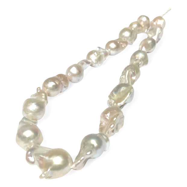 Giant 13-24.4mm Natural White Pink Tones Keshi Cultured Pearl 16" Strand