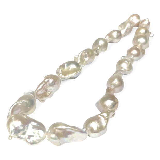 Giant 13-24.4mm Natural White Pink Tones Keshi Cultured Pearl 16" Strand