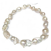 Giant 13-24.4mm Natural White Pink Tones Keshi Cultured Pearl 16" Strand
