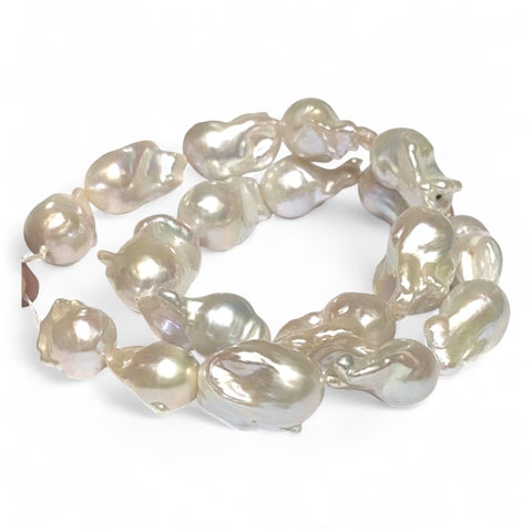 Giant 13-24.4mm Natural White Pink Tones Keshi Cultured Pearl 16" Strand