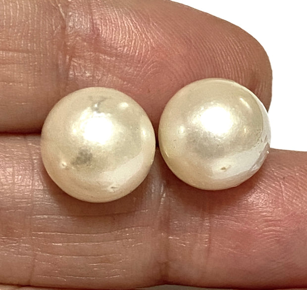 Luxury Round 10.6mm Cream White South Sea Pearl Classic Stud Earrings