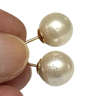 Luxury Round 10.6mm Cream White South Sea Pearl Classic Stud Earrings