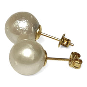 Luxury Round 10.6mm Cream White South Sea Pearl Classic Stud Earrings