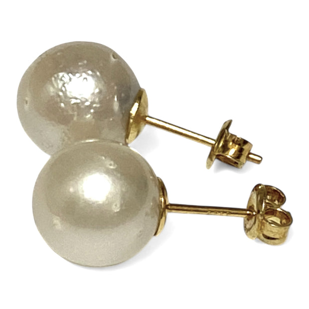 Luxury Round 10.6mm Cream White South Sea Pearl Classic Stud Earrings