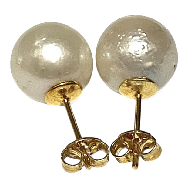 Luxury Round 10.6mm Cream White South Sea Pearl Classic Stud Earrings
