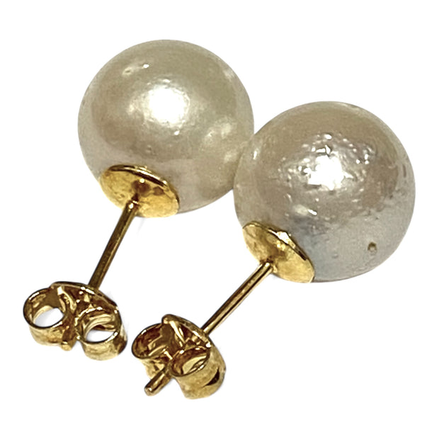 Luxury Round 10.6mm Cream White South Sea Pearl Classic Stud Earrings