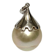 Giant 14.1 x 14.8mm Pale Golden Oval Philippines South Sea Pearl Pendant