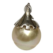 Giant 14.1 x 14.8mm Pale Golden Oval Philippines South Sea Pearl Pendant
