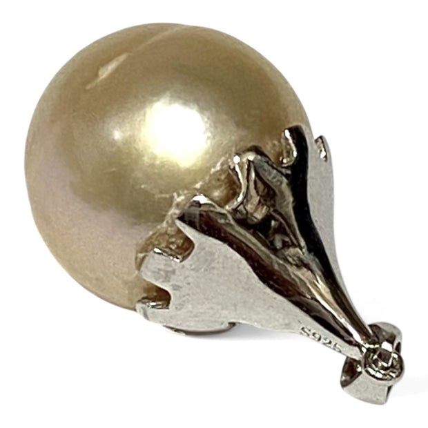 Giant 14.1 x 14.8mm Pale Golden Oval Philippines South Sea Pearl Pendant