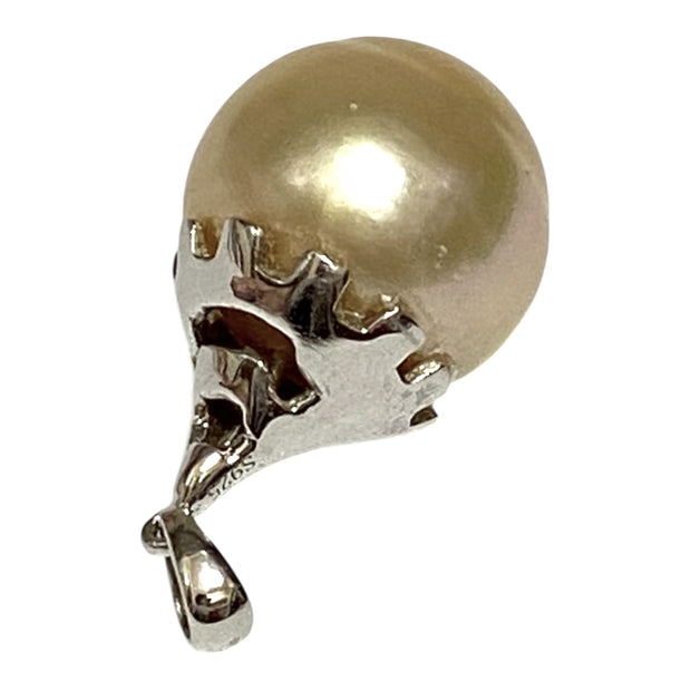 Giant 14.1 x 14.8mm Pale Golden Oval Philippines South Sea Pearl Pendant