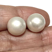Elegant 11.1mm Silver White Indonesian South Sea Pearl Stud Earrings