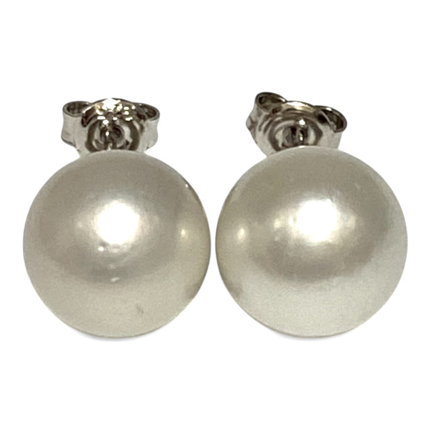 Elegant 11.1mm Silver White Indonesian South Sea Pearl Stud Earrings