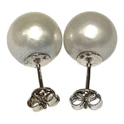 Elegant 11.1mm Silver White Indonesian South Sea Pearl Stud Earrings