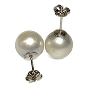 Elegant 11.1mm Silver White Indonesian South Sea Pearl Stud Earrings