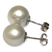 Elegant 11.1mm Silver White Indonesian South Sea Pearl Stud Earrings