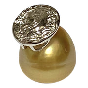 Unique 12 x 12.9mm Rich Golden Oval Philippines South Sea Pearl Pendant