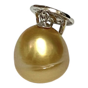 Unique 12 x 12.9mm Rich Golden Oval Philippines South Sea Pearl Pendant